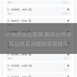比特派钱包官网 解决比特派钱包使用问题的实用技巧